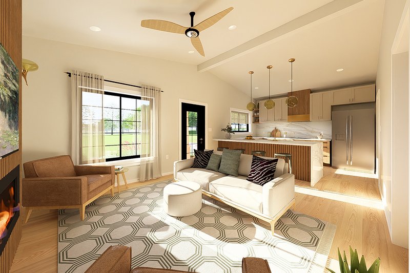 Architectural House Design - Interior - Family Room 2 for Farmhouse House Plan #126-299 - 1 bed, 1 bath