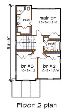 Floor Plan - Upper Floor for Modern House Plan #79-321 - 3 bed, 2.5 bath