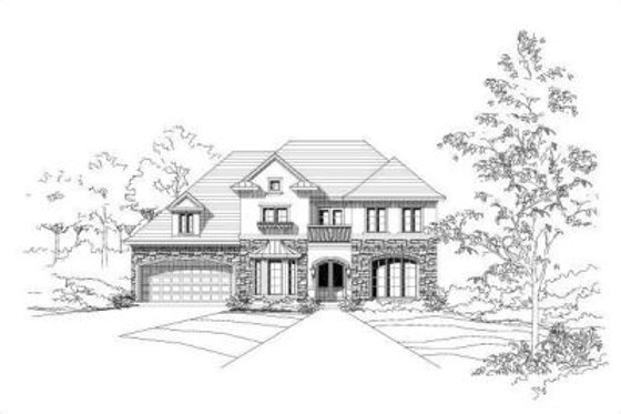 Exterior - Front Elevation for European House Plan #411-215 - 2 bed, 2 bath