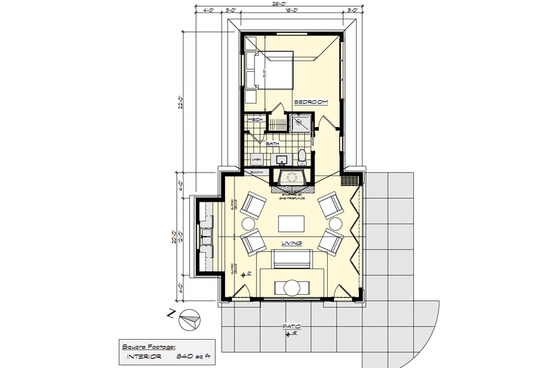 House Blueprint - Floor Plan - Main Floor for Cottage House Plan #928-405 - 1 bed, 1 bath