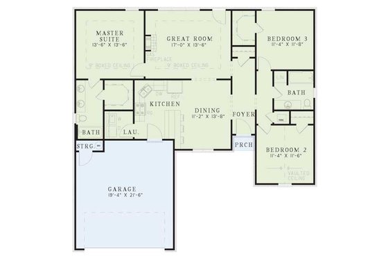 Floor Plan - Main Floor for Traditional House Plan #17-103 - 3 bed, 2 bath