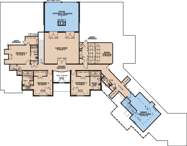 European Floor Plan - Upper Floor Plan #923-354