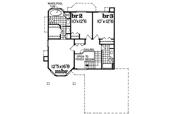 Floor Plan - Upper Floor for Traditional House Plan #47-527 - 3 bed, 2.5 bath
