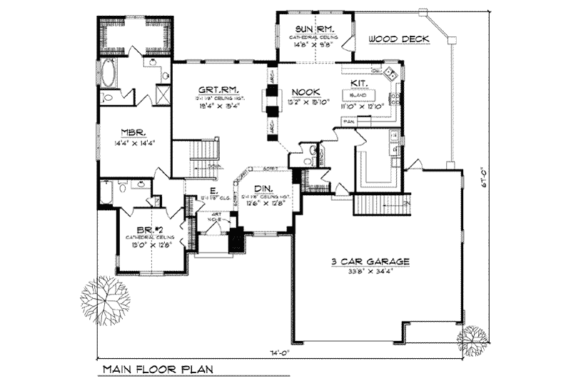 Home Plan - Floor Plan - Main Floor for Traditional House Plan #70-784 - 4 bed, 4.5 bath