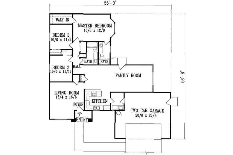 House Plan Design - Floor Plan - Main Floor for Traditional House Plan #1-1296 - 3 bed, 2 bath