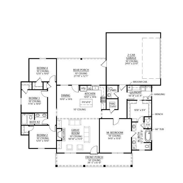 House Plan Design - Farmhouse Floor Plan - Main Floor Plan #1074-59