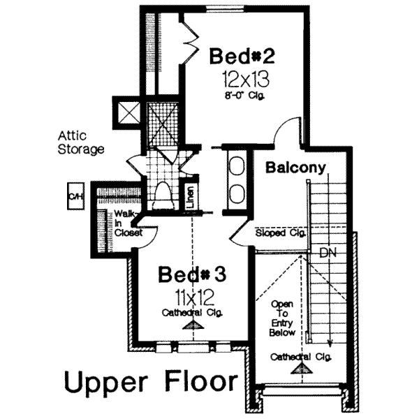 Architectural House Design - European Floor Plan - Upper Floor Plan #310-146