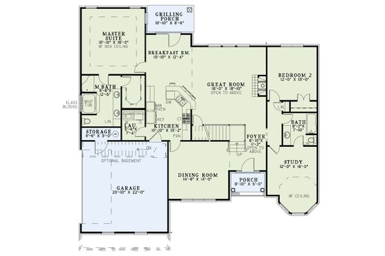 Floor Plan - Main Floor for Country House Plan #17-2692 - 5 bed, 3 bath