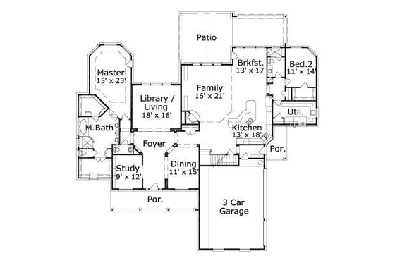Floor Plan - Main Floor for Traditional House Plan #411-153 - 3 bed, 3.5 bath