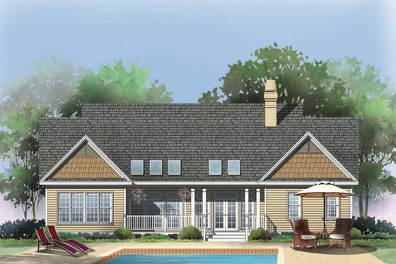 Exterior - Rear Elevation for Traditional House Plan #929-40 - 4 bed, 2.5 bath