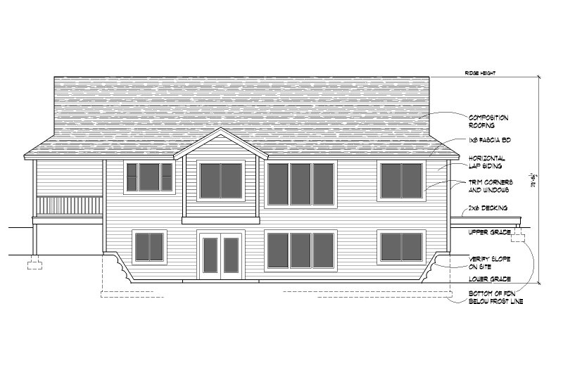 Architectural House Design - Exterior - Rear Elevation for Farmhouse House Plan #112-261 - 4 bed, 2.5 bath