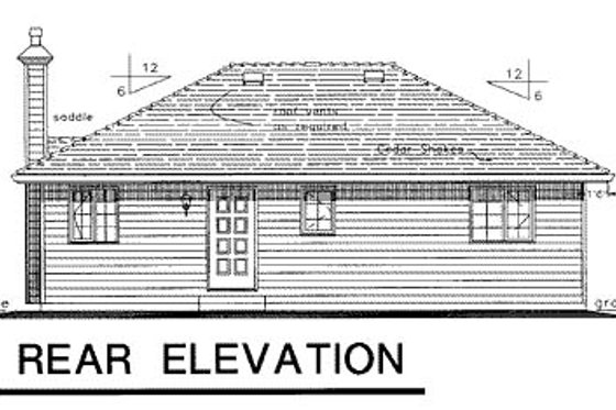 Exterior - Rear Elevation for Traditional House Plan #18-167 - 2 bed, 1 bath
