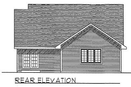 Exterior - Rear Elevation for Traditional House Plan #70-128 - 3 bed, 2 bath