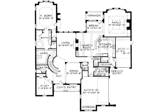 Floor Plan - Main Floor for European House Plan #141-114 - 4 bed, 4.5 bath