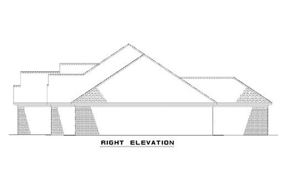 European style home design, right elevation