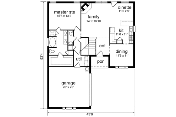 Floor Plan - Main Floor for European House Plan #84-235 - 5 bed, 3.5 bath