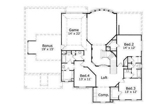 Floor Plan - Upper Floor for Colonial House Plan #411-798 - 4 bed, 3.5 bath