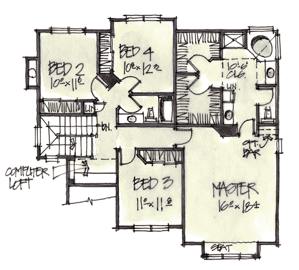 Dream House Plan - European Floor Plan - Upper Floor Plan #20-251