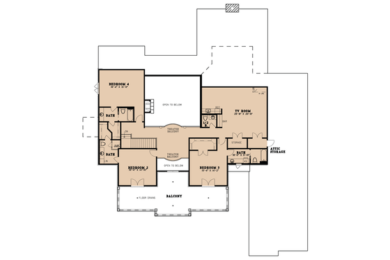 Floor Plan - Upper Floor for European House Plan #923-78 - 4 bed, 4.5 bath