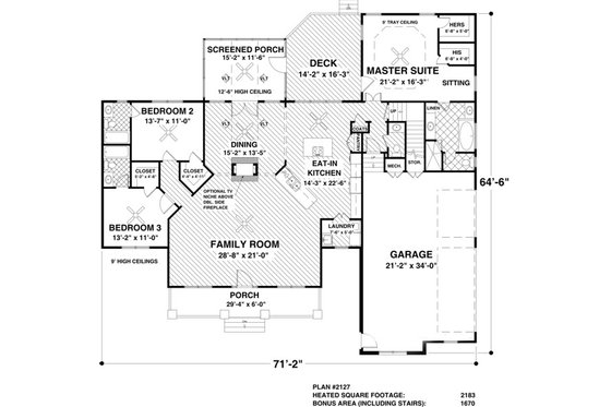 Floor Plan - Main Floor House Plan #56-607 - 3 bed, 3 bath