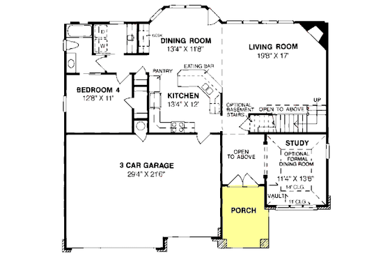 Floor Plan - Main Floor for Traditional House Plan #20-172 - 5 bed, 3 bath