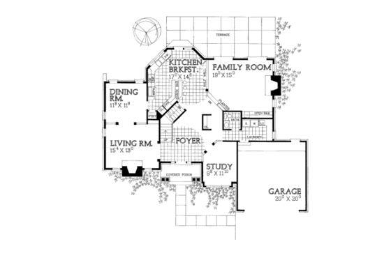 Floor Plan - Main Floor for European House Plan #72-377 - 4 bed, 2.5 bath