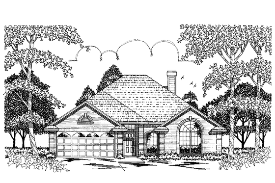 Exterior - Front Elevation 3 for Traditional House Plan #42-670 - 4 bed, 2 bath
