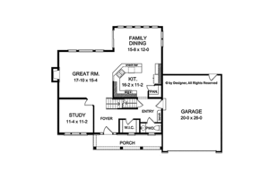 Floor Plan - Main Floor for Colonial House Plan #1010-120 - 3 bed, 2.5 bath
