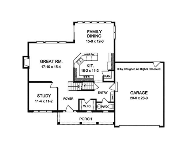 House Plan Design - Colonial Floor Plan - Main Floor Plan #1010-120