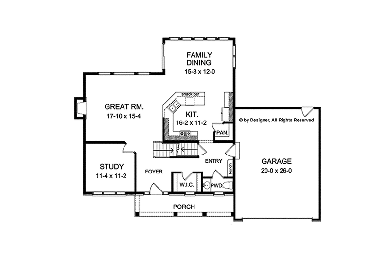 Dream House Plan - Floor Plan - Main Floor for Colonial House Plan #1010-120 - 3 bed, 2.5 bath