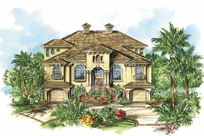Dream House Plan - Exterior - Front Elevation 3 for Mediterranean House Plan #1017-94 - 3 bed, 2.5 bath