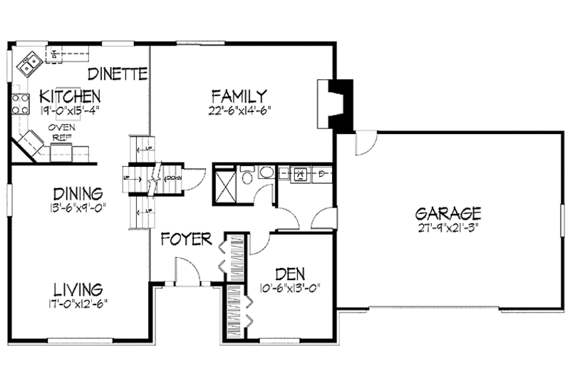 Dream House Plan - Floor Plan - Main Floor for Colonial House Plan #51-740 - 3 bed, 2 bath