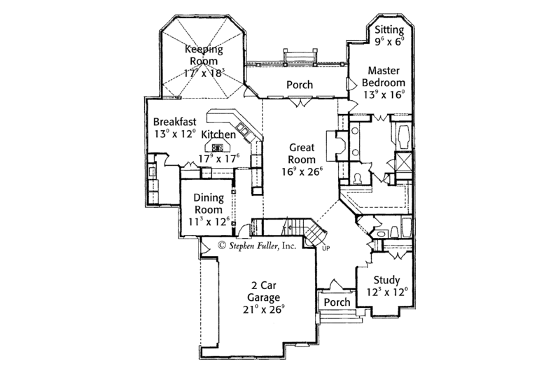 Architectural House Design - Floor Plan - Main Floor for Country House Plan #429-340 - 3 bed, 3 bath