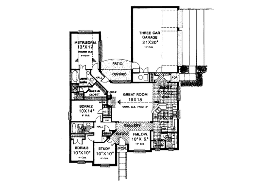 Floor Plan - Main Floor for European House Plan #310-925 - 3 bed, 2.5 bath
