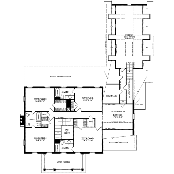 House Design - Classical Floor Plan - Upper Floor Plan #137-157