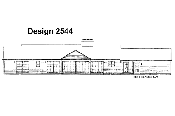 Exterior - Rear Elevation for Ranch House Plan #72-647 - 4 bed, 2.5 bath