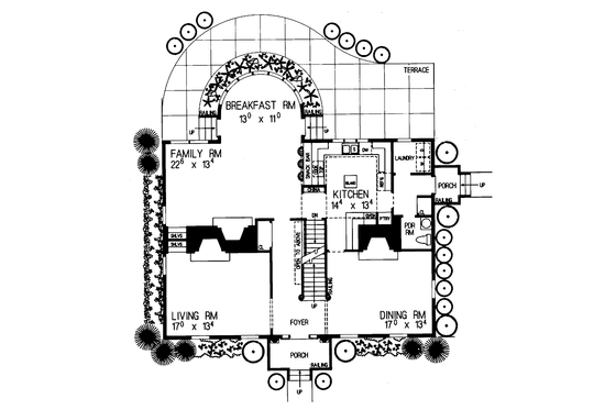 Floor Plan - Main Floor for Classical House Plan #72-818 - 4 bed, 3.5 bath