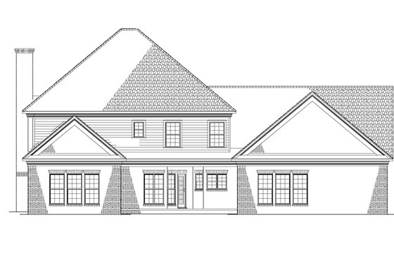 Exterior - Rear Elevation for Colonial House Plan #17-2803 - 5 bed, 3.5 bath