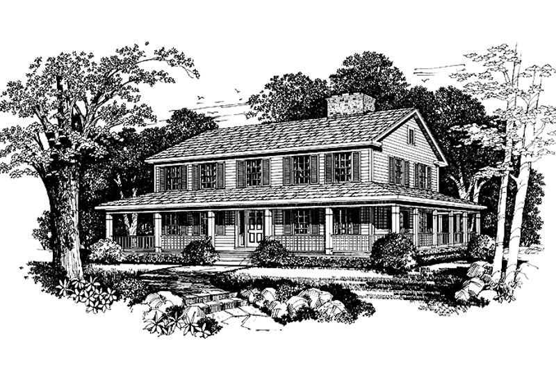 House Blueprint - Country Exterior - Front Elevation Plan #72-977
