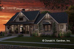 Exterior - Front Elevation 3 for Farmhouse House Plan #929-1200 - 3 bed, 2 bath