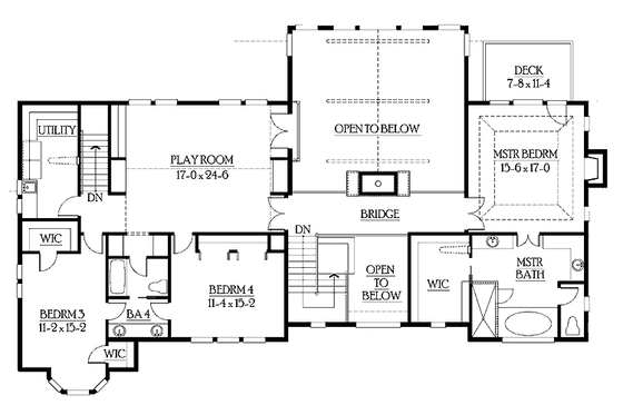 Floor Plan - Upper Floor for Craftsman House Plan #132-249 - 4 bed, 3.5 bath