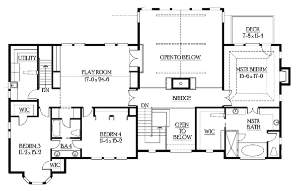 House Blueprint - Craftsman Floor Plan - Upper Floor Plan #132-249