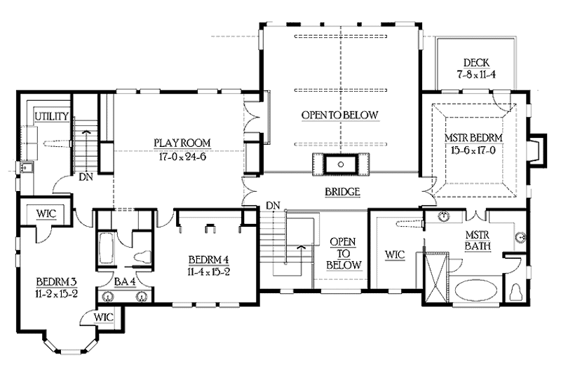 Dream House Plan - Floor Plan - Upper Floor for Craftsman House Plan #132-249 - 4 bed, 3.5 bath