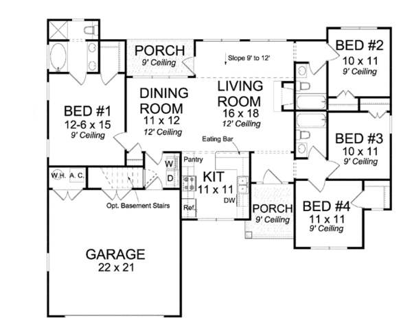 Home Plan - Traditional Floor Plan - Main Floor Plan #513-2156