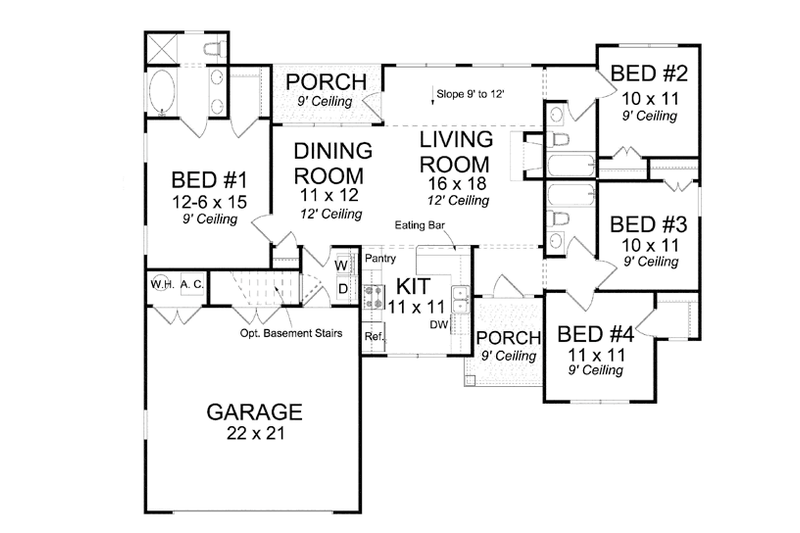 Dream House Plan - Floor Plan - Main Floor for Traditional House Plan #513-2156 - 4 bed, 3 bath