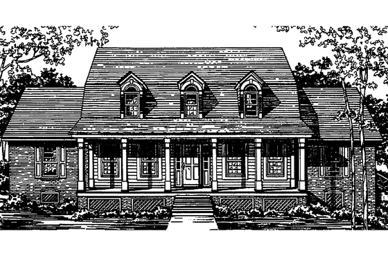 Exterior - Front Elevation 3 for Country House Plan #30-266 - 4 bed, 4 bath