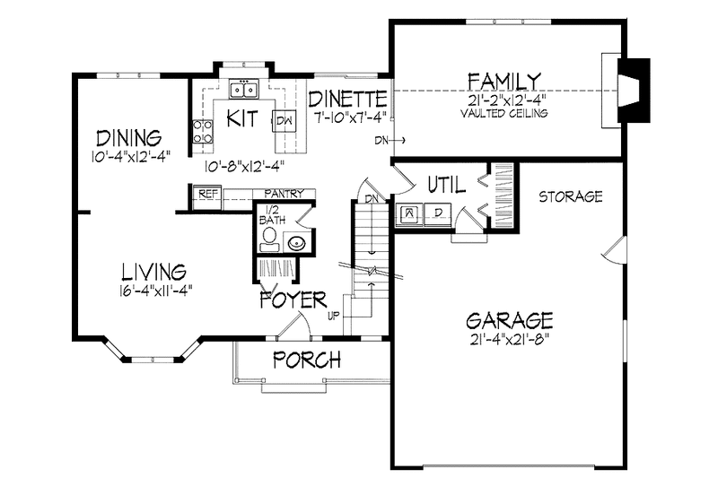 Architectural House Design - Floor Plan - Main Floor for Country House Plan #51-710 - 4 bed, 2.5 bath