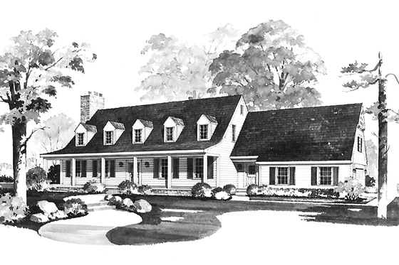 Exterior - Front Elevation 3 for Colonial House Plan #72-678 - 3 bed, 2.5 bath