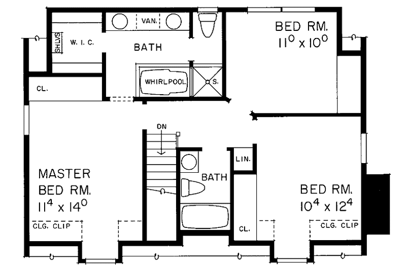 House Plan Design - Floor Plan - Upper Floor for Colonial House Plan #72-998 - 3 bed, 2.5 bath