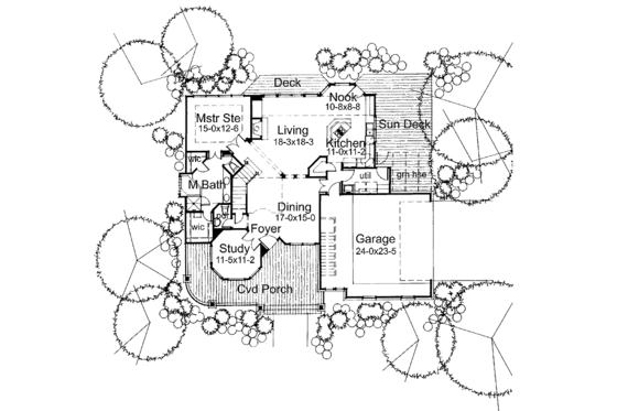 Floor Plan - Main Floor for Craftsman House Plan #120-198 - 3 bed, 2.5 bath